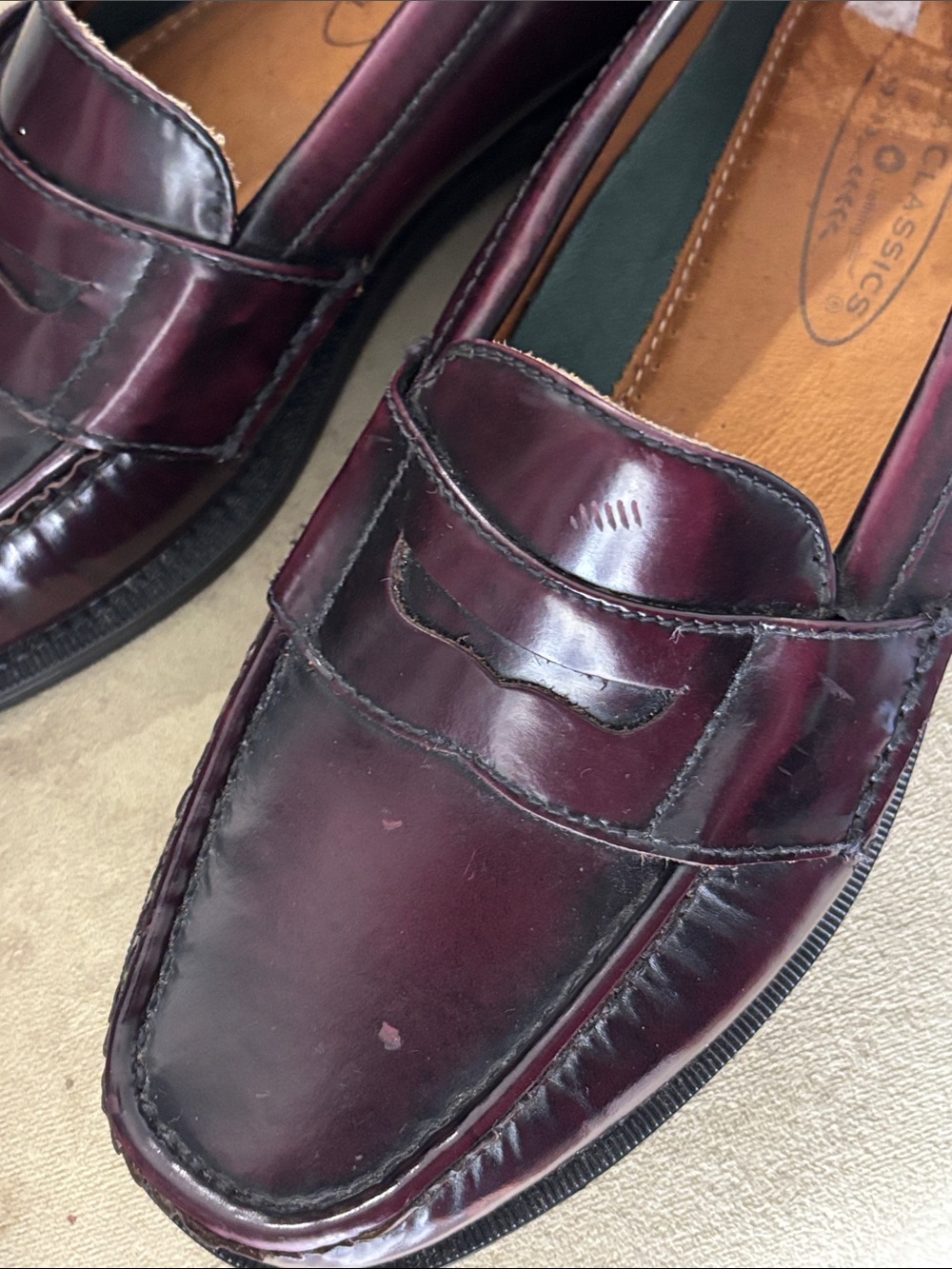 Boca classic Men's Oxford Penny Loafers in Burgundy - Picture 6 of 6